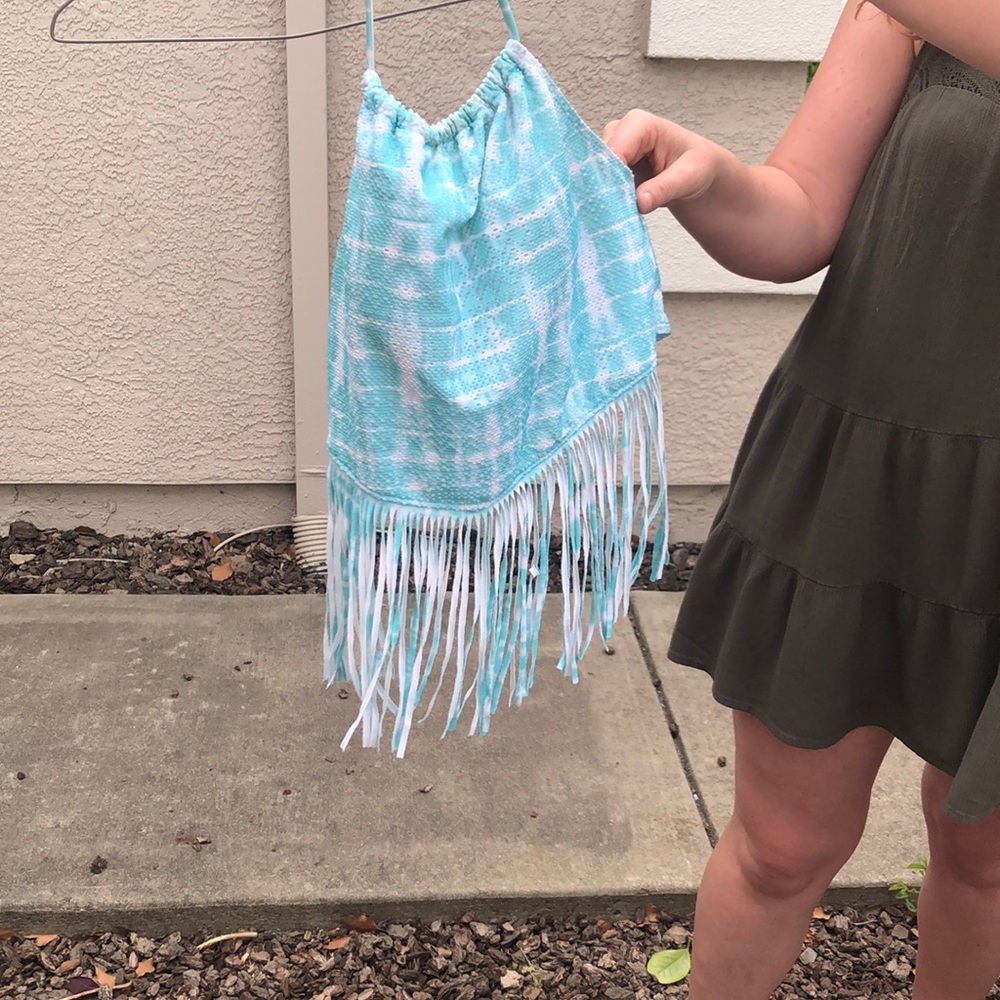 Watercolored blue swim top